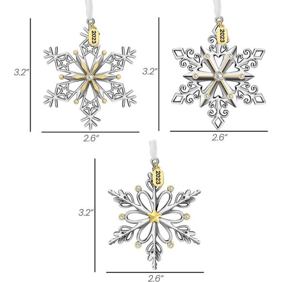 3  Pieces Metallic Snowflake Home Decoration Hanging Pendant - Picture 5 of 8